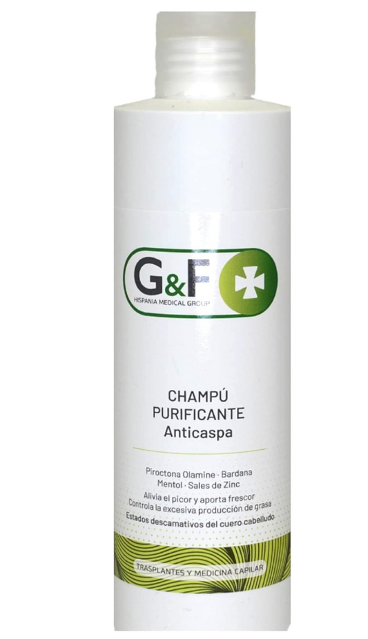 Champú anticaspa. Champú pelo graso. Champú purificante anticaspa en botella de 300ml. Shampoo anticaspa que controla el exceso de producción de grasa. Champú anti caspa y grasa.