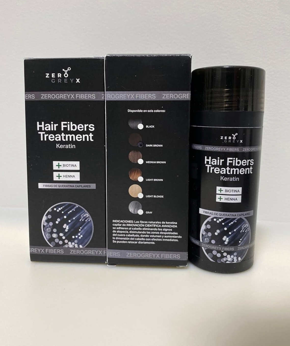 Fibras capilares con Queratina, Biotina y Henna. Keratin Fibers. Fibras capilares con aplicador 6 tonalidades de rubio, castaño, gris y negro. Fibras capilares aplicador 12 gramos. LIGHT BLONDE
