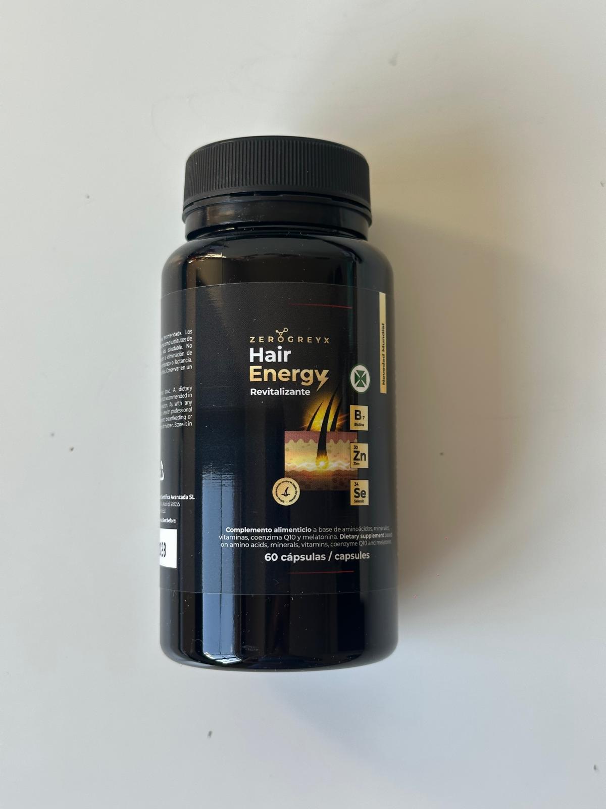 Vitaminas cabello. Reparador cabello. Para trasplante capilar. PACK HAIR ENERGY+ VITA D3+. Complejo vitamínico generador energía capilar. 60 cápsulas. Tratamiento cabello.